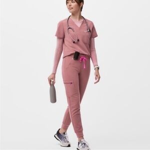 Figs set of Figs medical Pink Track Pants Relaxed Fit Joggers and shirt